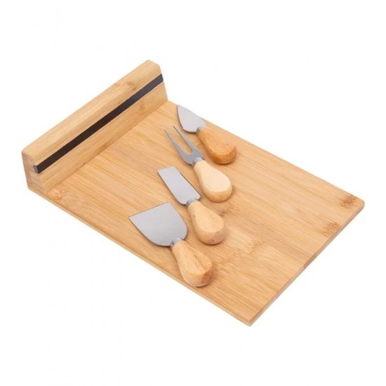 Jogo Tabua De Queijo Com 4 Facas